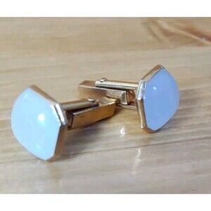 VTG MID CENTURY SWANK CUFFLINKS MILKY ACRYLIC FRONT CUFF LINKS